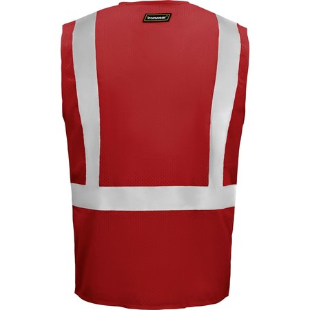 Ironwear Standard Safety Vest w/ Zipper & Radio Clips (Red/2X-Large) 1284-RZ-RD-2XL